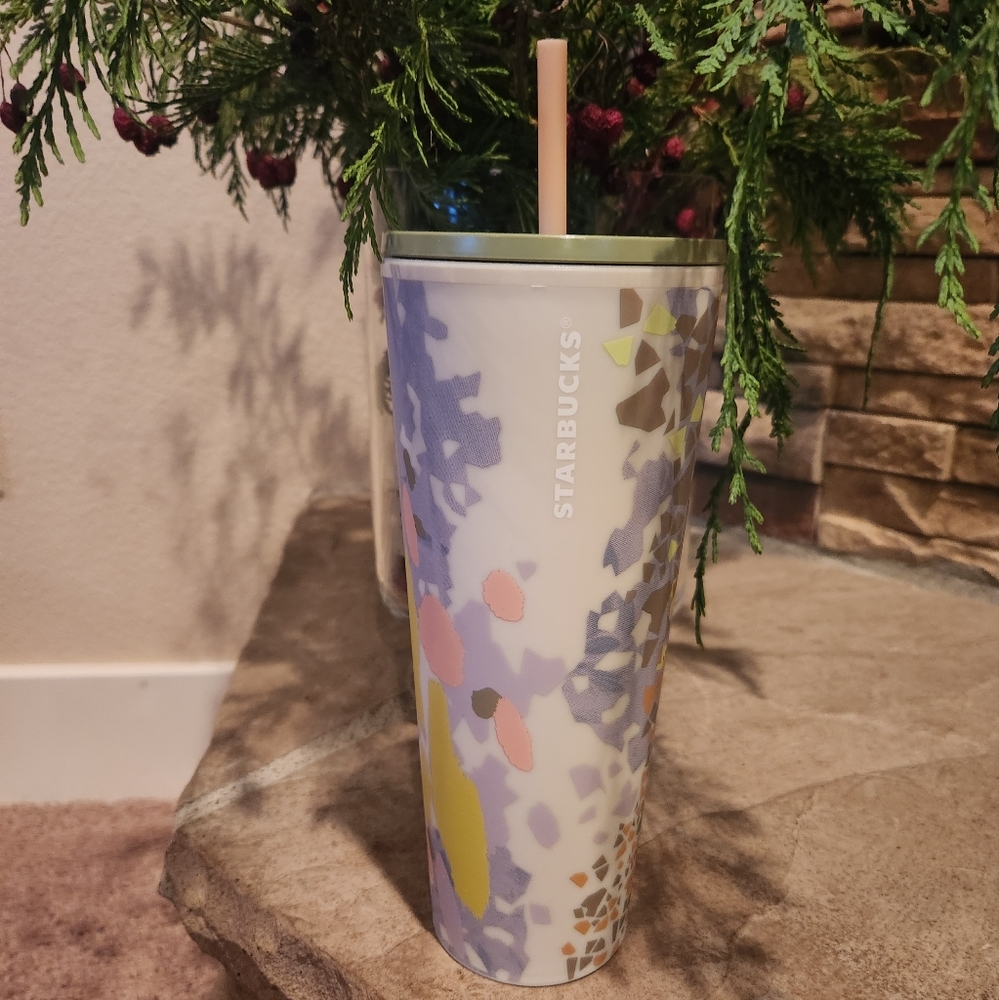 Starbucks Fall 2024 Mint Green Mosaic Splatter Cold Cup Tumbler, Venti 24oz